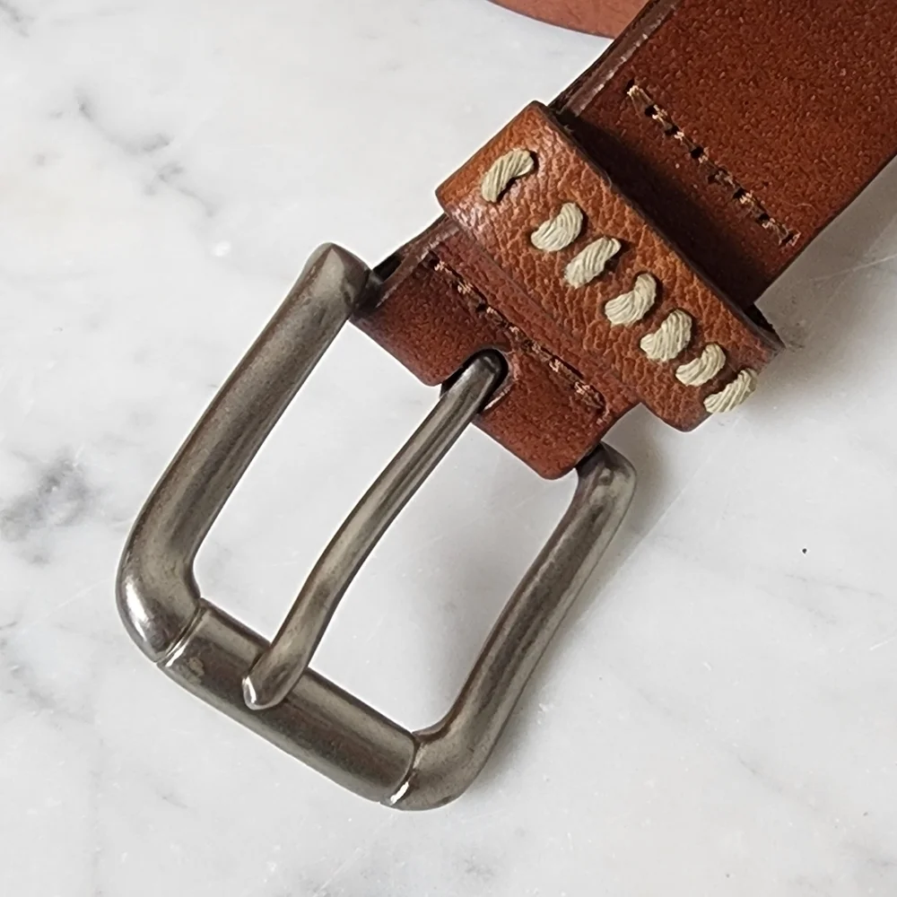 Brown Laced Leather Belt - Women's Size 34/35 Two Tone Western 1